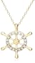 18k Yellow Gold Plated Sterling Silver Diamond Accent Ship Wheel Pendant, 18"