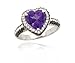 10k White Gold Heart Amethyst Black and White title=