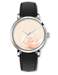 SPRAWL Aanalog Fashion Series Silver Ladies Watches of Genuine Black Leather Strap,Unique Wrist Watch for Women Girls Designed with Cafe of Love