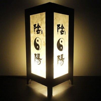 Thai Vintage Handmade ASIAN Oriental Taoism Yin Yang Chinese Zen Art Bedside Table Lamp LightShades