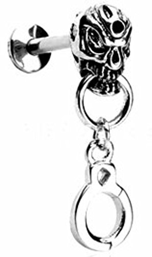 Handcuffs Skull Labret Monroe Lip Targus Body Jewelry Piercing Bar Ring Rings 14g