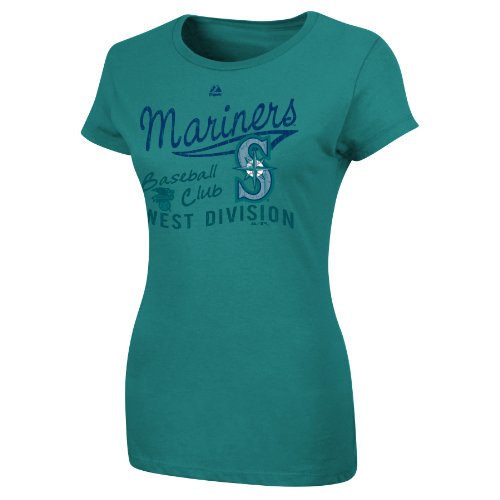 MLB Seattle Mariners Women's Short Sleeve Crew Neck Tee (Aqua, Large)