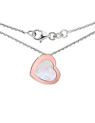 Ze Sterling Silver Rose Gold Mother of Pearl Heart Pendant