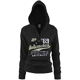 Purdue Boilermakers Ladies Black Rugby Distressed Deep V-neck Hoody Sweatshirt