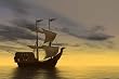 Vieux Bateau - Vaisseau - Coucher Soleil - 18"W x 12"H - Peel and Stick Wall Decal by Wallmonkeys