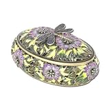 Oval Shaped Pique a jour Dragonfly Jeweled Trinket Box