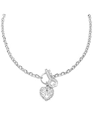 Valentines Day Gifts Bling Jewelry 925 CZ Key Toggle Heart Pendant Necklace 18in