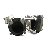 1 1/2ct Black Diamond Stud Earrings in 14K White Gold Screw Backs