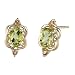 Daring and Striking 1.00 cts Oval Checkerboard Peridot Diamond Earrings 14Kt Yellow Gold