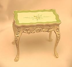 Hand Painted Dollhouse Miniature Green Side Table