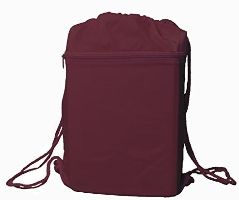Burgundy Drawstring Cinch Sack Backpack School Tote Gym Sports Beach Travel Bag
