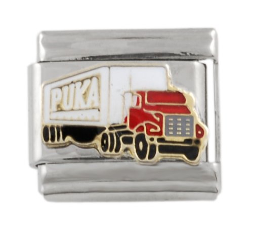 SilverBin Enamel Paint Big Rig Diesel Truck Stainless Steel Italian Charm Link