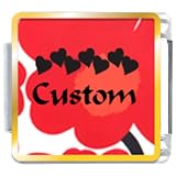 Red Flower Custom Italian Charms Bracelet Link
