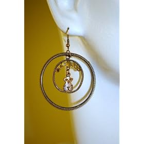 Saka's Bronze Toned Hoop Dangle Teddy Bear Earrings