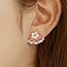 Smilestyle Trendy Women Jewelry Gold+White Flower Crystal Front & Back Ear Jacket Stud Daisy Earrings