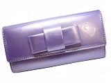 リボン付き三つ折り長財布　パープル2F-1　SA-128 ２Ｆ