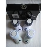 Nike Jordan Booties Girl Boy Baby Infant with Jordan Jumpman Sign Sock 2 Pair, 0-6 Months, Blue and White 415usvkASXL. SL160 Nike Jordan Jumpman23 Script Newborn 5 Piece Jersey Set, 2 Newborn Onesie/Bodysuit, 2 pair Booties, 1 hat Red/Black