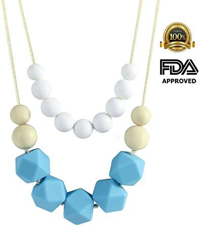 Wittle Teether 100% Food-Grade Silicone Baby Teething Necklace for Moms Premium Baby Chew Beads Necklace - Sweet Gift for a New Mom