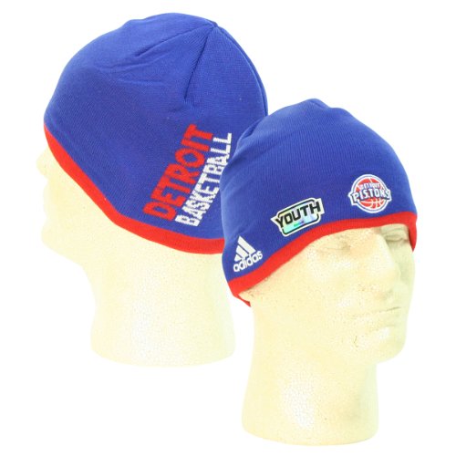 Detroit Pistons Tipped Youth Size Winter Knit Hat - Blue / Red