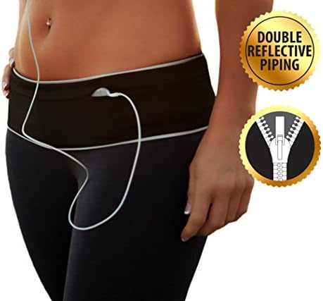 Running Belt Pouch - Best Fanny Pack Fitness Flipbelt - Waist Storage for your Accessories - Packs Apple iphone 5 through 6 Plus - Hiking - Climbing - Workout - Jogging - (Black, X-Small)