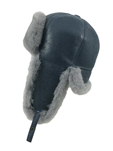 Zavelio Men's Shearling Sheepskin 6 Panel Russian Ushanka Fur Hat
