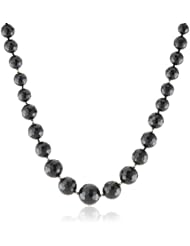 8-16Mm Faceted Black Agate Accented with 14K Yellow Gold Beads and Clasp Necklace, 18"
