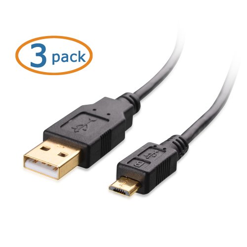Cable Matters 3 Pack, Gold Plated Hi-Speed USB 2.0 Type A to Micro-B Cable 3 Feet