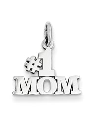 14k White Gold 1 Mom Charm, Best Quality Free Gift Box Satisfaction Guaranteed
