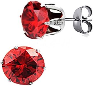 JuliesDeal Fashion Jewelry Fashion Women's Earrings Red Shiny Swarovski Crystal Stone 3.6ct 10mm 316L Titanium Steel Stud Earring 3.5g Weight Anti-Allergy New Design Ornaments Gift
