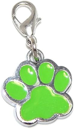 Pro Jewelry Clip-on "Green Enamel Paw" Charm Dangling