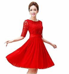 Chiffon Knee Length Short Jeweled Lace Homecoming Dress/Prom Dress 