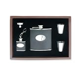 Review Quality Gold  / Black Leather Stainless Steel 6oz Hip Flask Gift Set