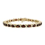 10k Yellow Gold Oval Cut Garnet Bracelet, 7