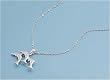Sterling Silver Necklace - Plain Silver with Dolphins - 17in Length - Charm Size: 17mm