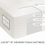 LUCID by LinenSpa 12" Memory Foam Triple-Layer Plush Viscoelastic Mattress 20-Year Warranty - Bamboo Cover, Queen