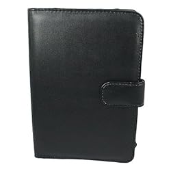 HDE&reg; Black Faux Leather Case with Button Closure and Pockets fits Samsung Galaxy Tab