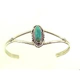Beautiful! Genuine Navajo Sterling-silver long oval Turquoise Ladies Bracelet