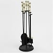 Woodfield Black with Polished Brass Handle Five Piece Tool Set for Fireplace