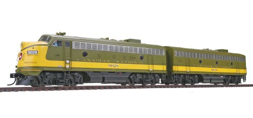 Proto 2000 Diesel EMD F7A-B Set Powered with Sound and DCC - Canadian National #9028 (A) and #9029 (B) (olive, yellow)