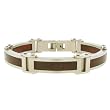 Men's Stainless Steel Bracelet with Wood, 8.75"