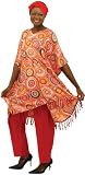 Red Retro Print Pant Set with Matching Headwrap