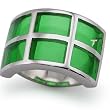 Stainless Steel Women's Ring with Green Resin Inlay (Sizes 5-9)