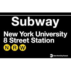NYU Metal Subway Sign