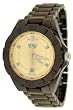Oniss #ON8013-M39 Men's Brown Ceramic Diamond Index Sports Watch (Gold Dial)