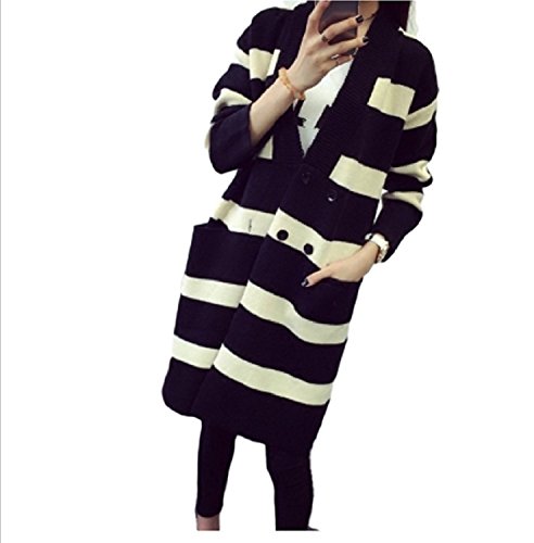 一茶先生 レディース フリーサイズ カーディガン 秋 冬 長袖 ロング丈 かわいい カラー ボーダー 羽織り コート