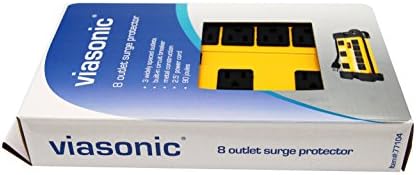 Viasonic Industrial Surge Protector - 8 Outlet Strip - Heavy Duty Metal Housing - 90J, Circuit Breaker, Easy Wrap Around Cord, Safety Yellow - ETL-Listed - by Unity