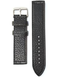 26mm Black Flat Sport Calfskin Leather with Red Loop Keeper No Taper