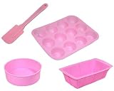 from MTGL Assorted PINK Silicone / Silicon Bakeware Set 4 Pieces (PINKWEBSHOP) (Muffin Pan, Cake Pan, Loaf Pan, Spatula)