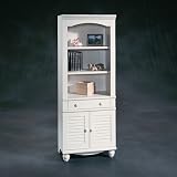 Harbor View Antique Cream Bookcase with Doors Antique Cream