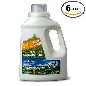 Seventh Generation Laundry Concentrate, Free & Clear, 50-Ounce Bottles (Pack of 6)